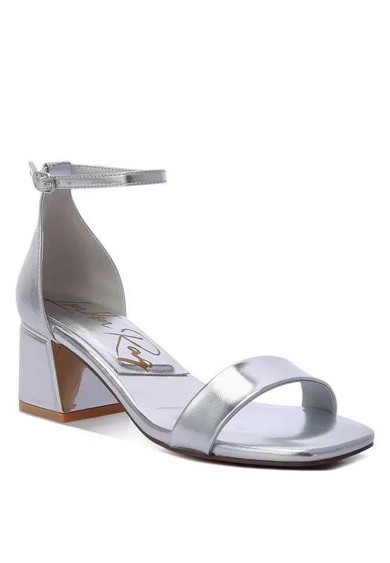 Makena Metallic Block Heel Sandals for Elegant Occasions - Love Salve